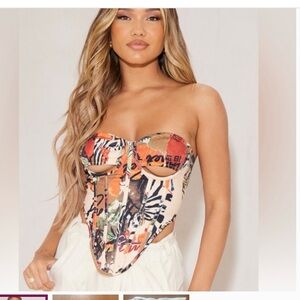 PrettyLittleThing Multicolor Graphic Crop Top